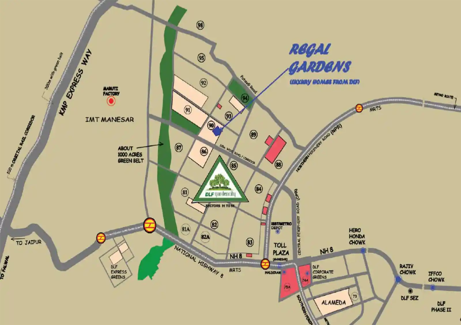 dlf-regal-gardens-location-map